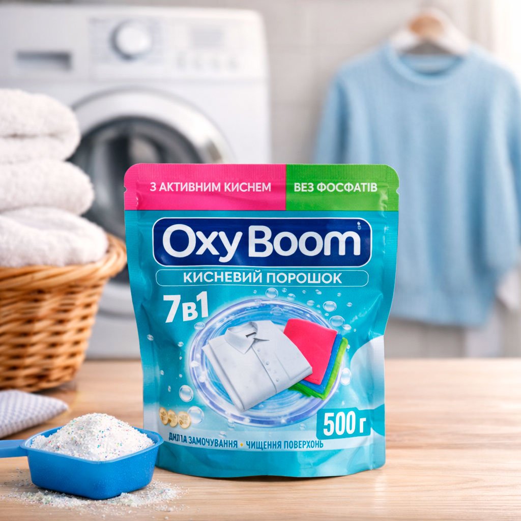Oxy Boom Набір для чистоти — кисневий порошок 500 г + еко-засіб для миття посуду 500 мл